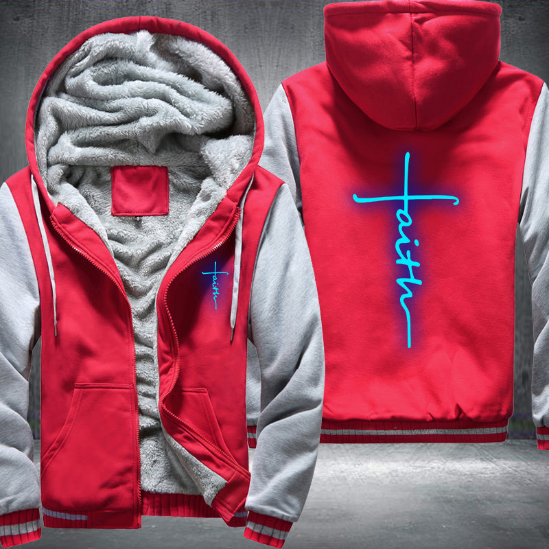Faith Cross Christian Luminous Fleece Hoodies Jacket