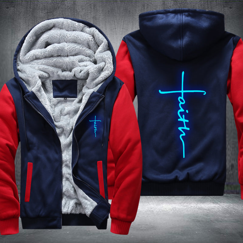 Faith Cross Christian Luminous Fleece Hoodies Jacket