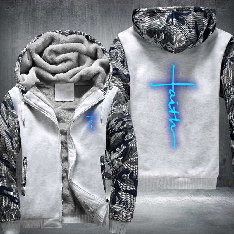 Faith Cross Christian Luminous Fleece Hoodies Jacket