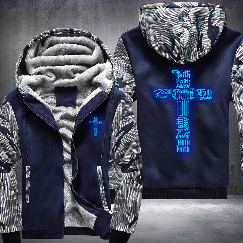 Faith Cross Luminous Fleece Hoodies Jacket