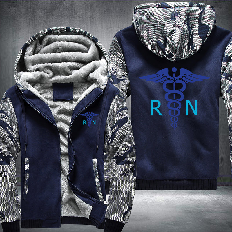 Blue color RN Registered Nurse Fleece Hoodies Jacket