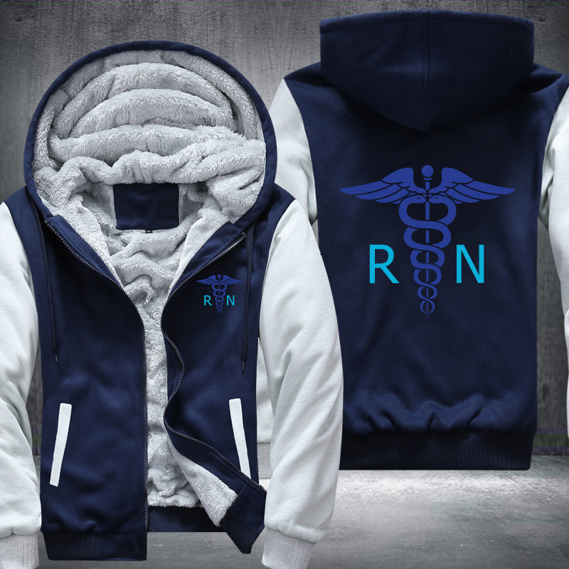 Blue color RN Registered Nurse Fleece Hoodies Jacket