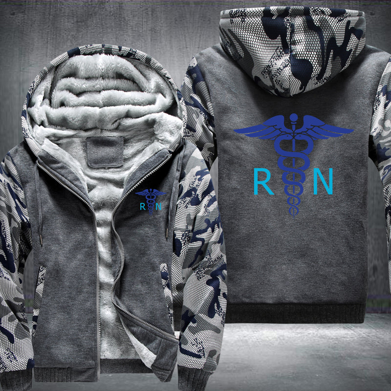 Blue color RN Registered Nurse Fleece Hoodies Jacket