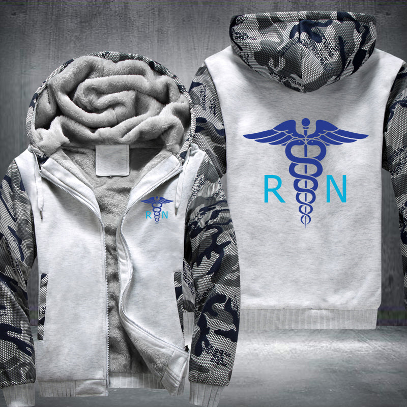 Blue color RN Registered Nurse Fleece Hoodies Jacket