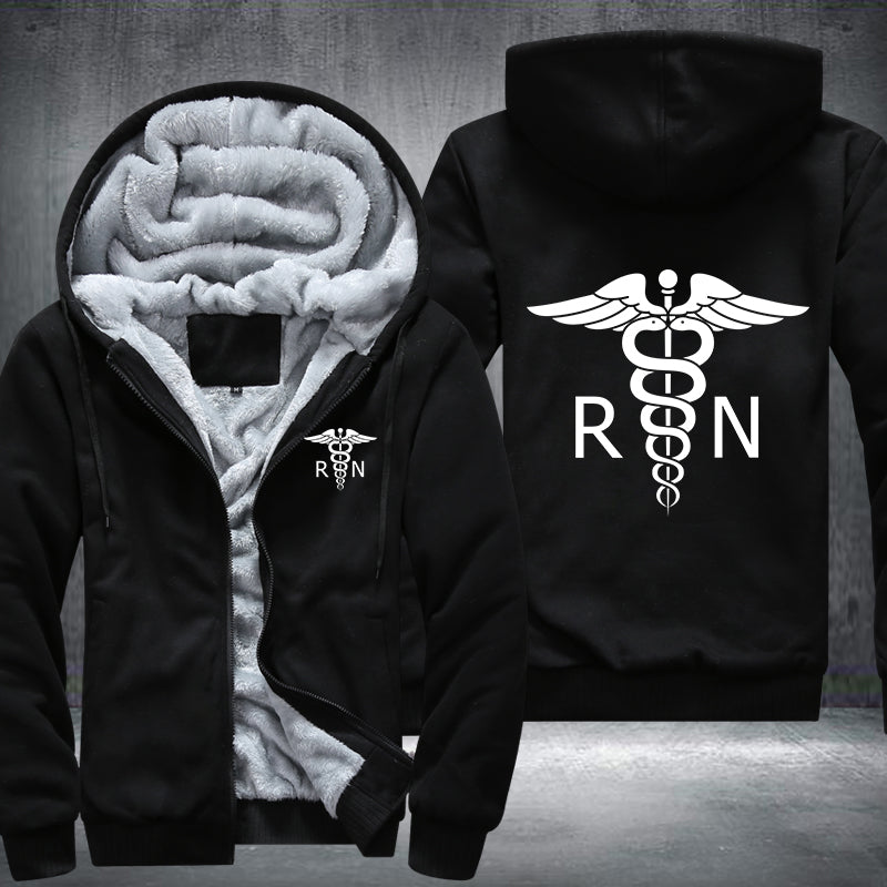 White color RN Registered Nurse Fleece Hoodies Jacket