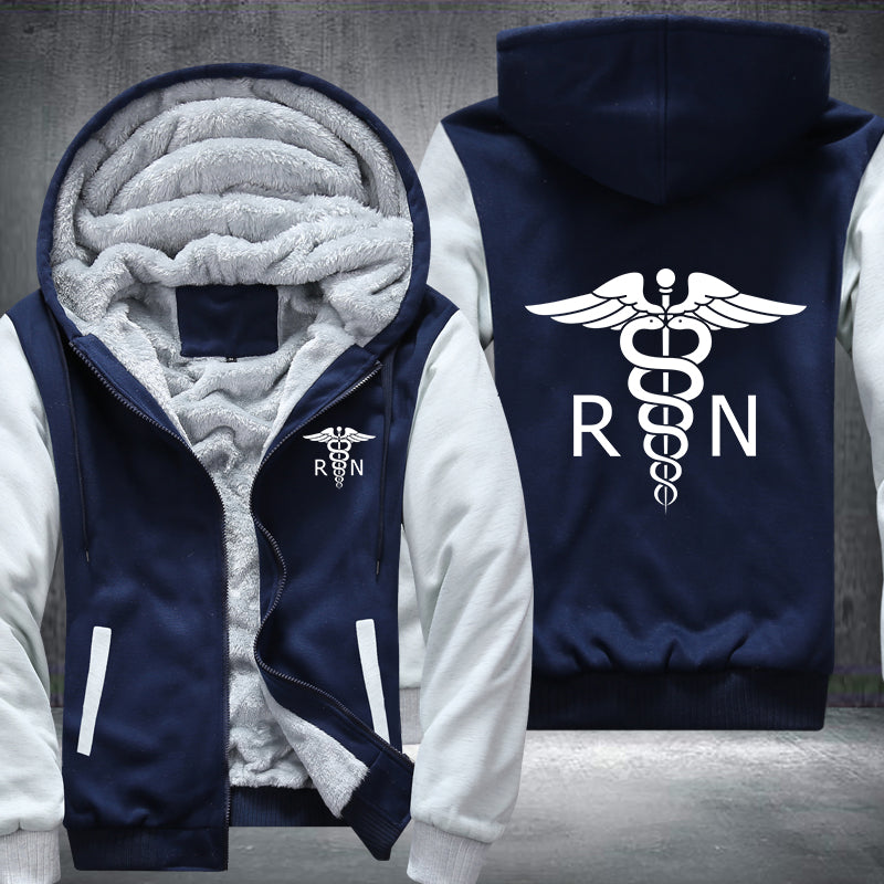 White color RN Registered Nurse Fleece Hoodies Jacket