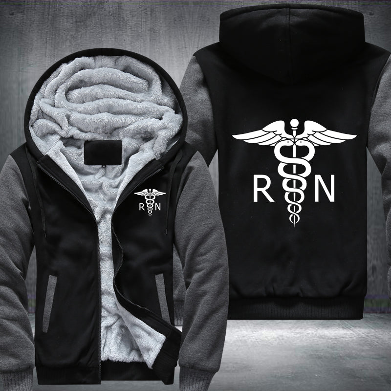 White color RN Registered Nurse Fleece Hoodies Jacket