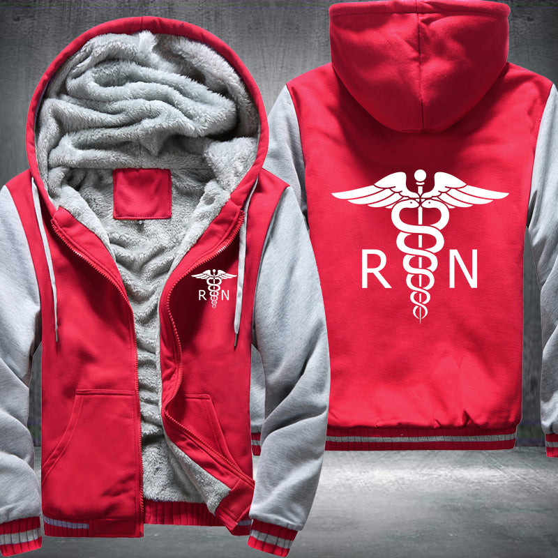White color RN Registered Nurse Fleece Hoodies Jacket