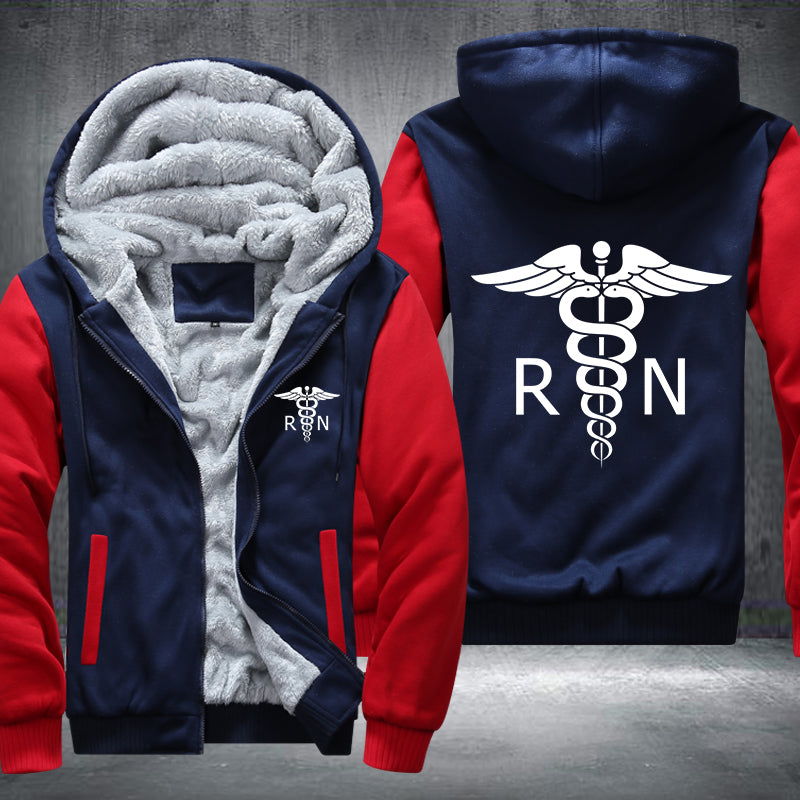 White color RN Registered Nurse Fleece Hoodies Jacket