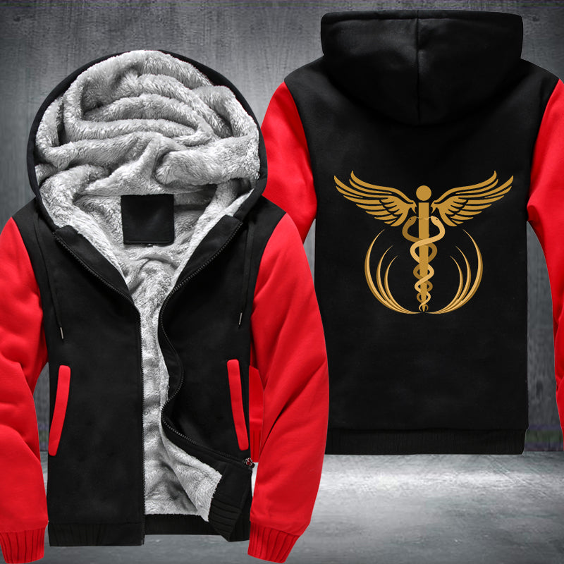 gold caduceus medical symbol Printing Fleece Hoodies Jacket
