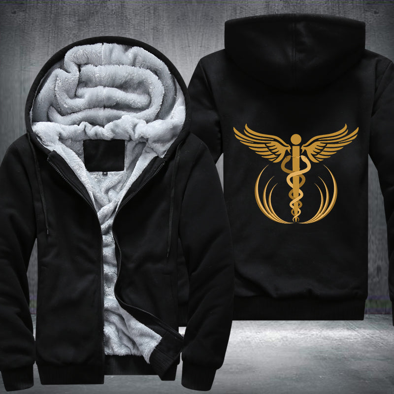 gold caduceus medical symbol Printing Fleece Hoodies Jacket
