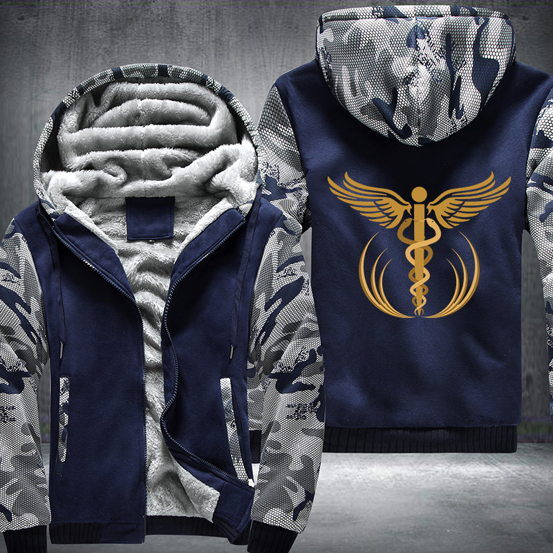 gold caduceus medical symbol Printing Fleece Hoodies Jacket