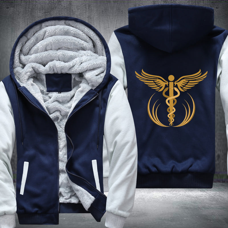 gold caduceus medical symbol Printing Fleece Hoodies Jacket