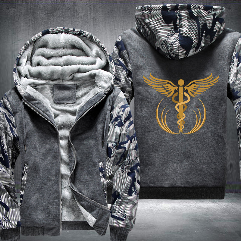gold caduceus medical symbol Printing Fleece Hoodies Jacket