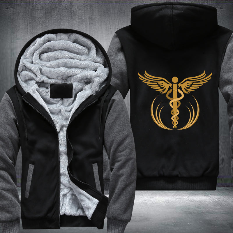 gold caduceus medical symbol Printing Fleece Hoodies Jacket