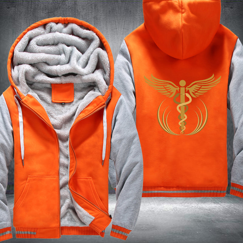 gold caduceus medical symbol Printing Fleece Hoodies Jacket