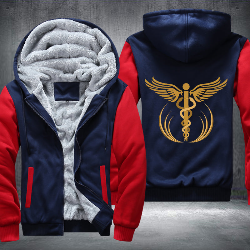 gold caduceus medical symbol Printing Fleece Hoodies Jacket