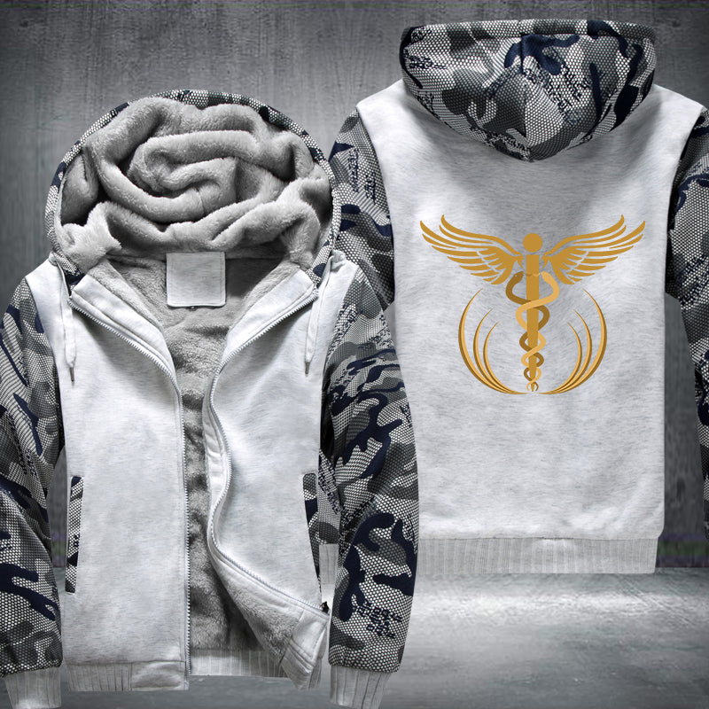 gold caduceus medical symbol Printing Fleece Hoodies Jacket
