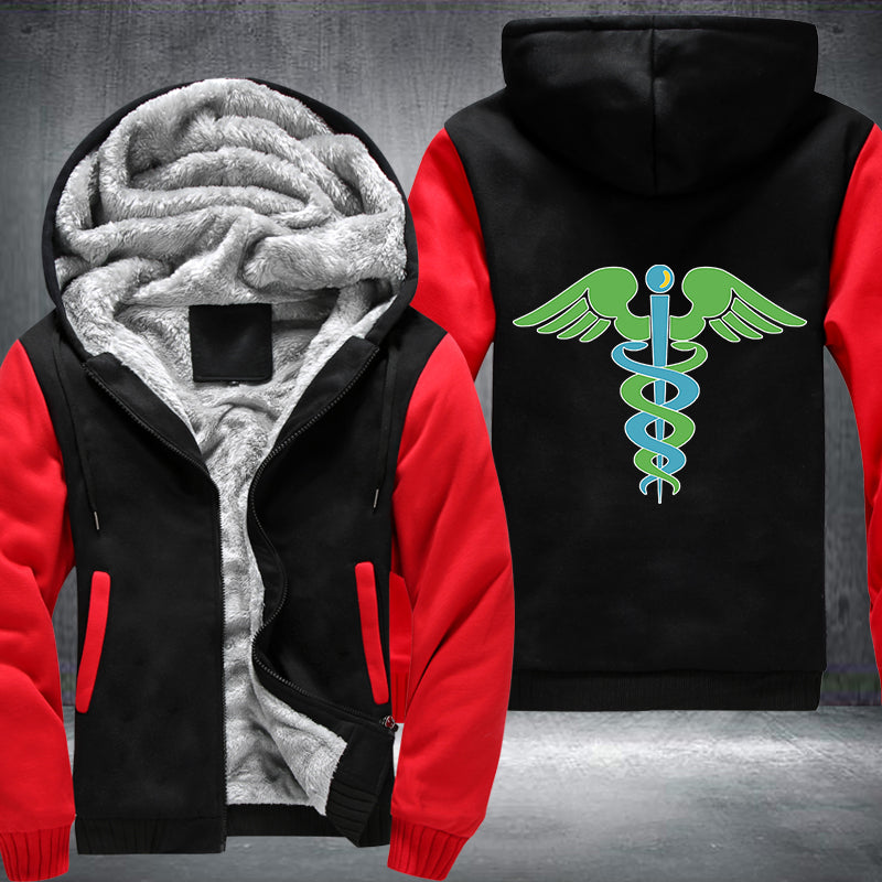 Green blue caduceus medical symbol Printing Fleece Hoodies Jacket