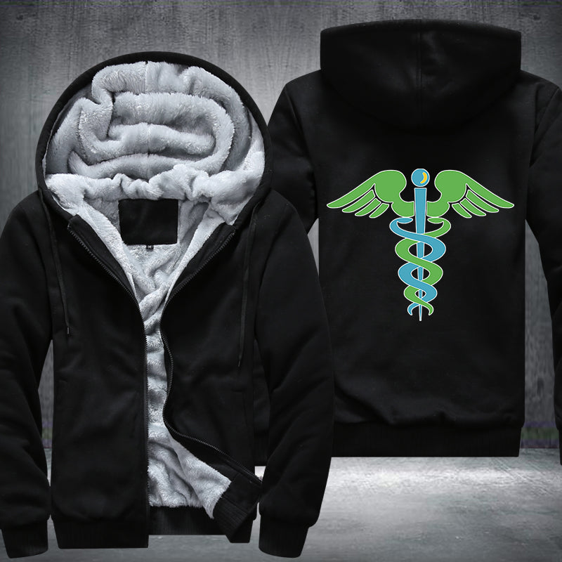 Green blue caduceus medical symbol Printing Fleece Hoodies Jacket