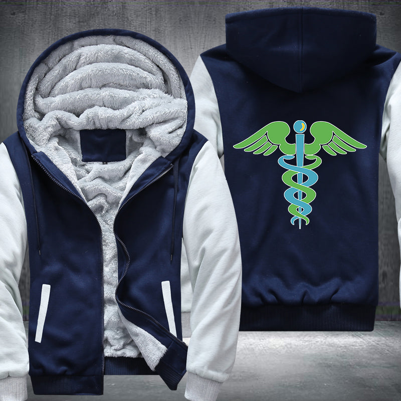 Green blue caduceus medical symbol Printing Fleece Hoodies Jacket