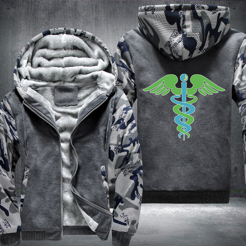 Green blue caduceus medical symbol Printing Fleece Hoodies Jacket