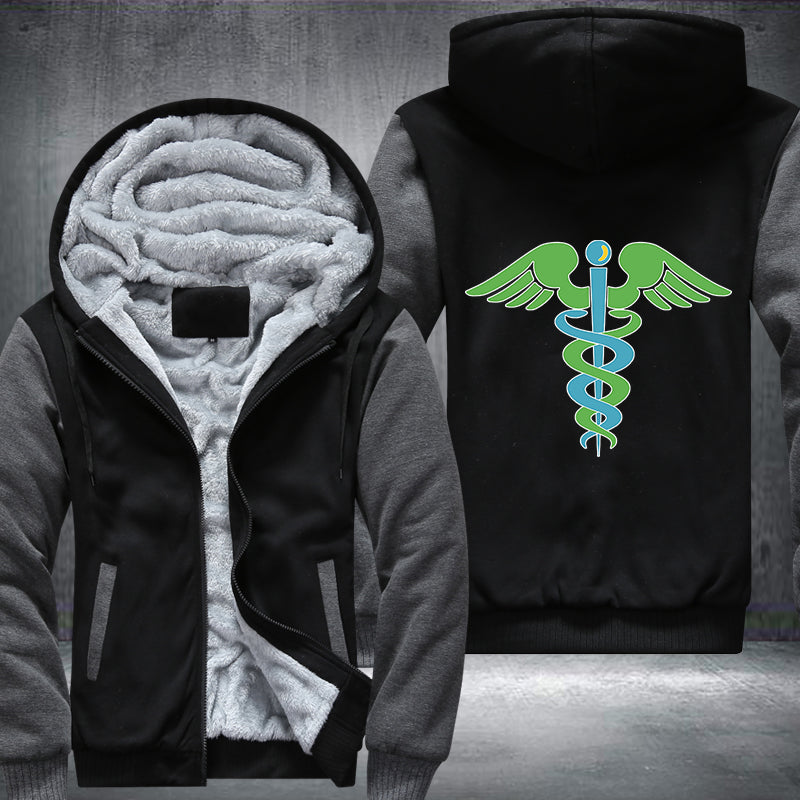 Green blue caduceus medical symbol Printing Fleece Hoodies Jacket