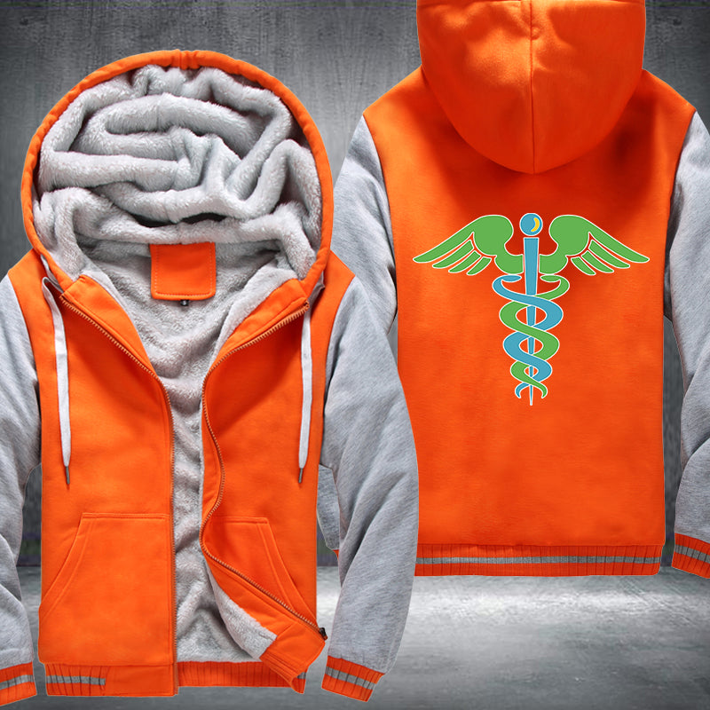 Green blue caduceus medical symbol Printing Fleece Hoodies Jacket