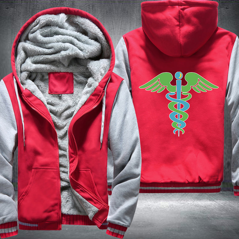 Green blue caduceus medical symbol Printing Fleece Hoodies Jacket