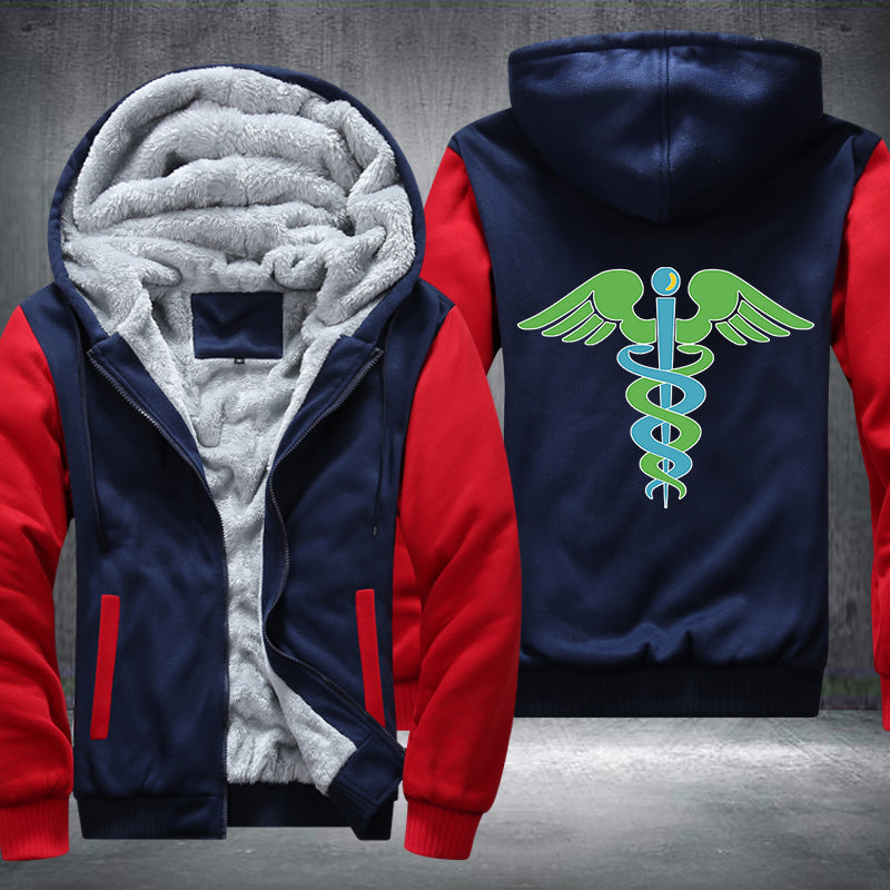 Green blue caduceus medical symbol Printing Fleece Hoodies Jacket