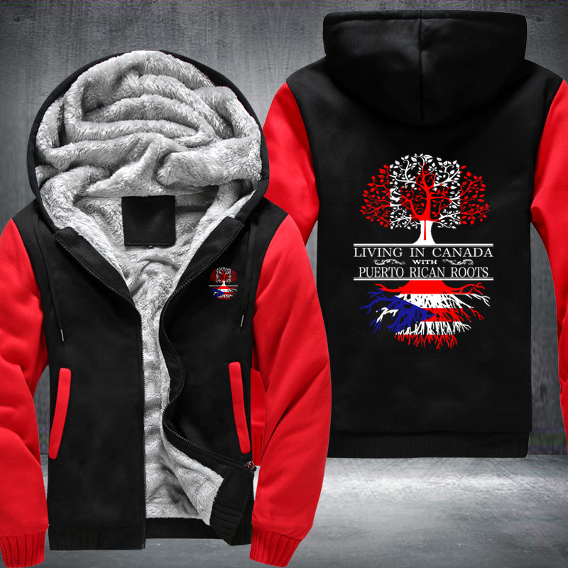 Living in Canada with Puerto Rican Roots Fleece Hoodies Jacket