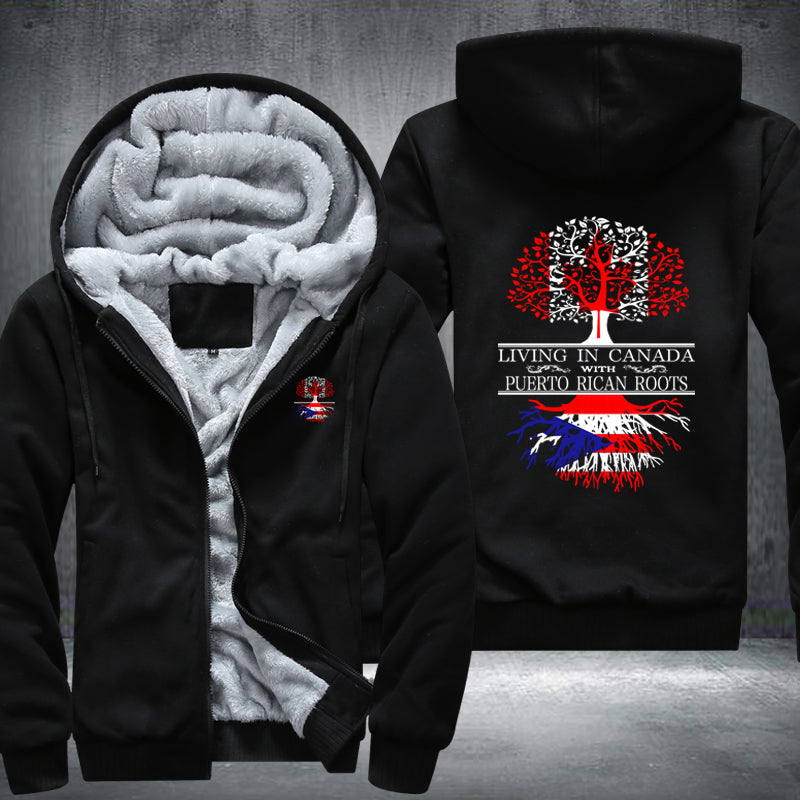 Living in Canada with Puerto Rican Roots Fleece Hoodies Jacket