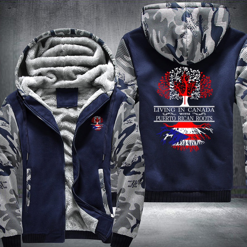 Living in Canada with Puerto Rican Roots Fleece Hoodies Jacket
