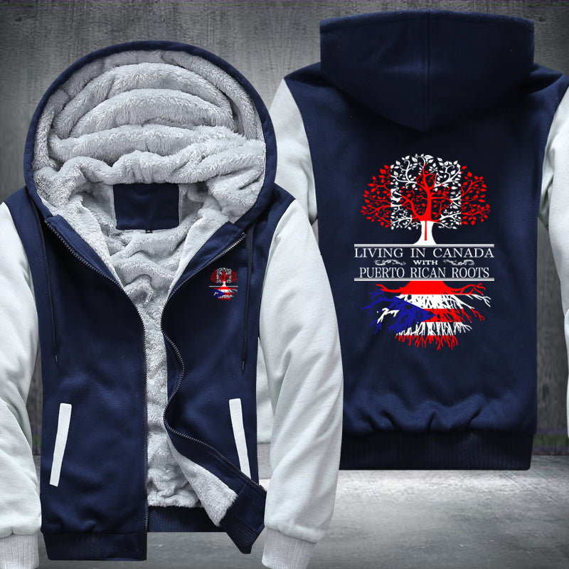 Living in Canada with Puerto Rican Roots Fleece Hoodies Jacket