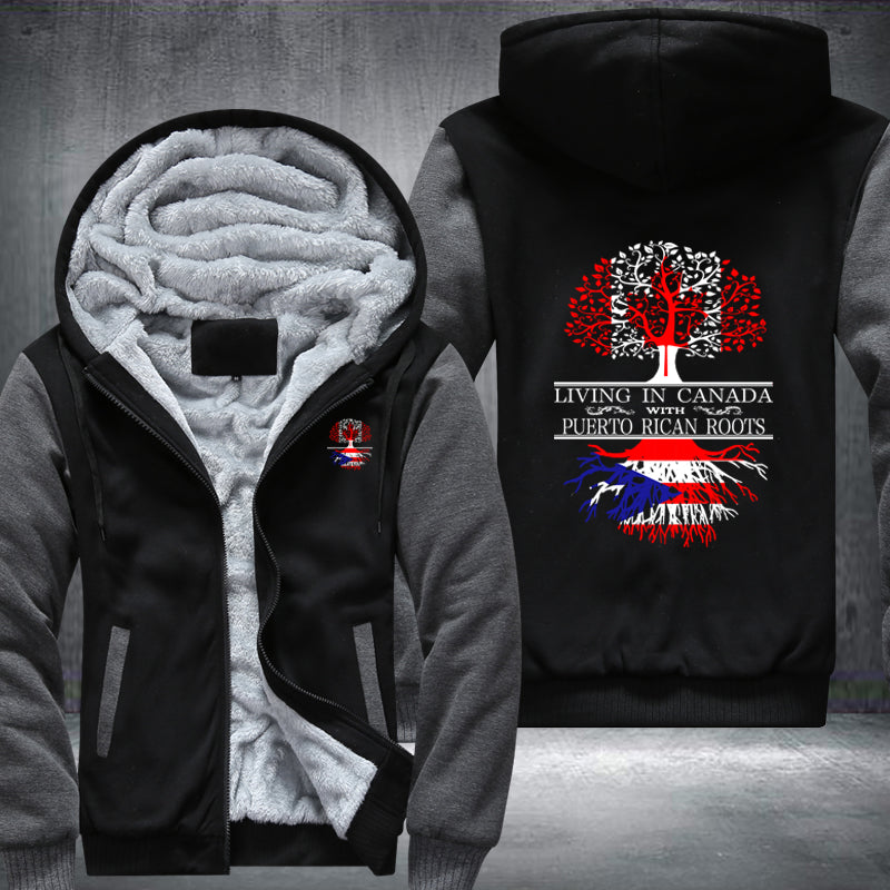 Living in Canada with Puerto Rican Roots Fleece Hoodies Jacket