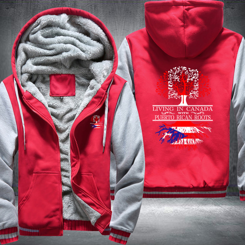 Living in Canada with Puerto Rican Roots Fleece Hoodies Jacket