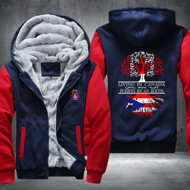 Living in Canada with Puerto Rican Roots Fleece Hoodies Jacket