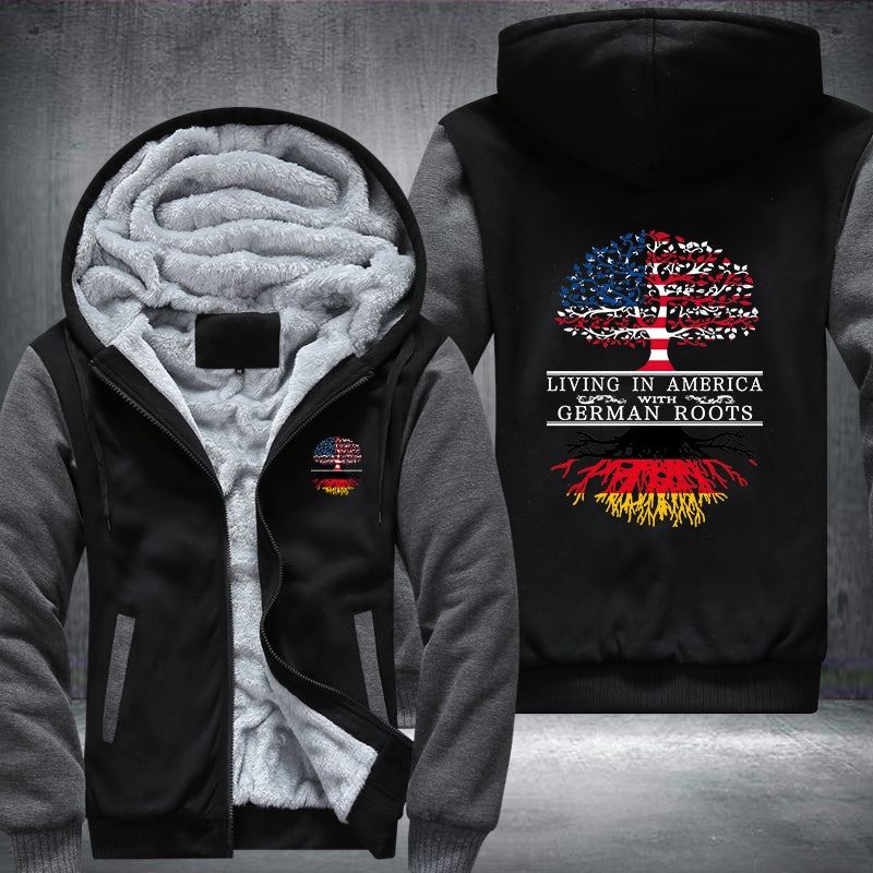 Living in America with German root Fleece Hoodies Jacket