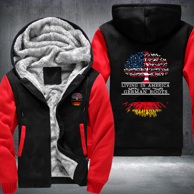 Living in America with German root Fleece Hoodies Jacket