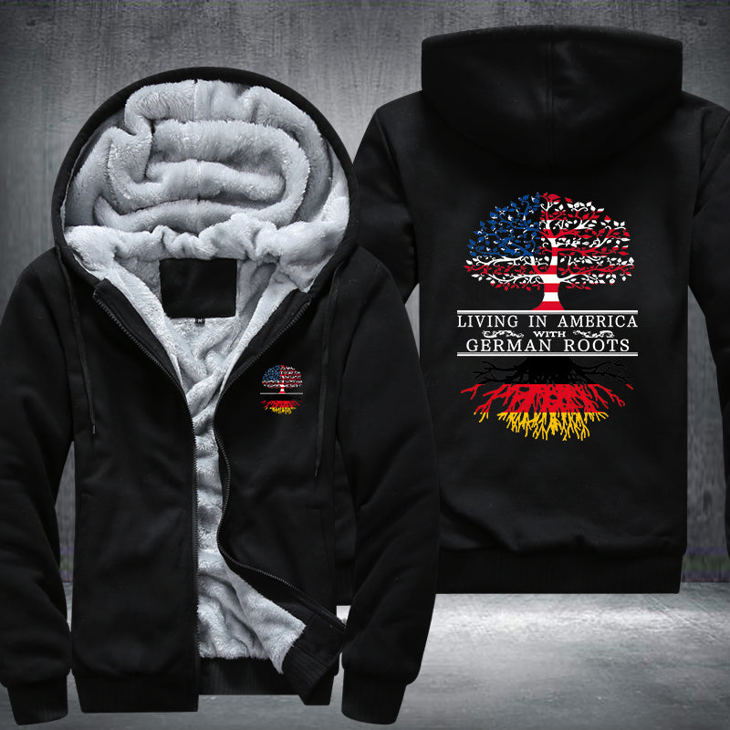 Living in America with German root Fleece Hoodies Jacket