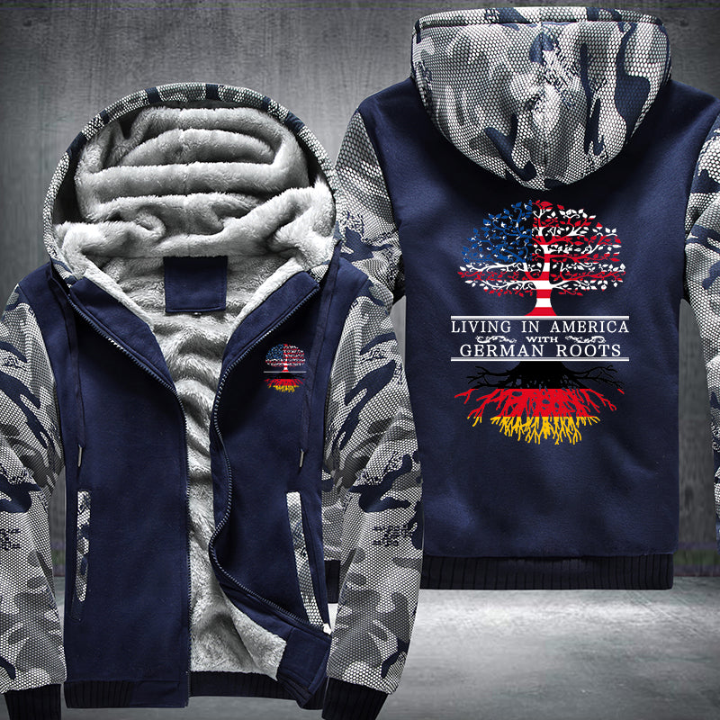 Living in America with German root Fleece Hoodies Jacket