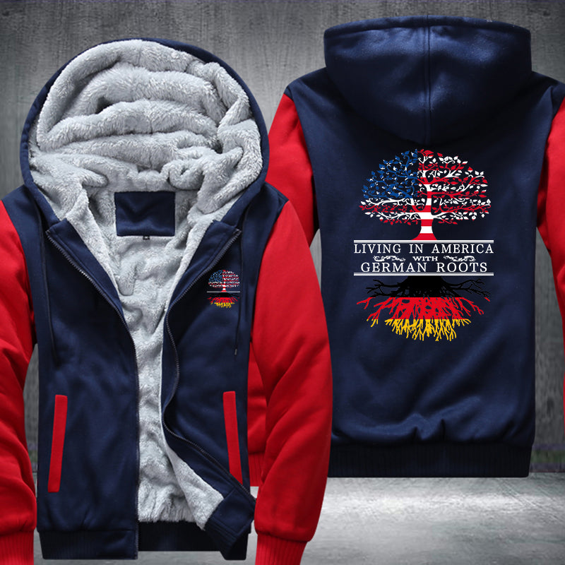 Living in America with German root Fleece Hoodies Jacket
