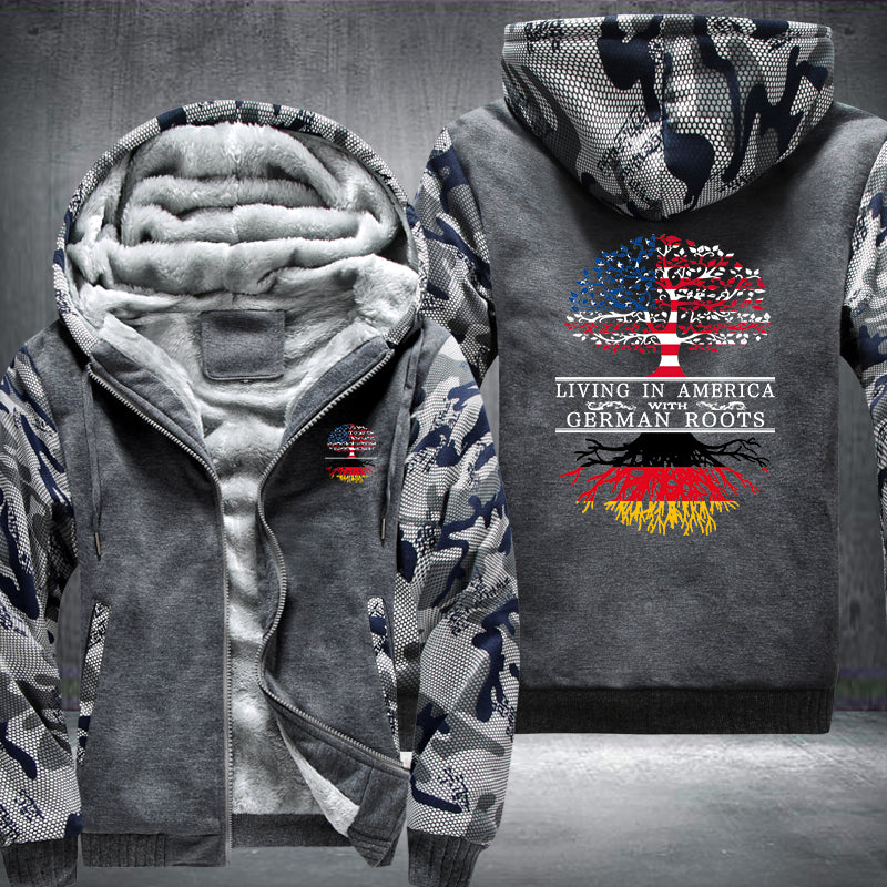 Living in America with German root Fleece Hoodies Jacket