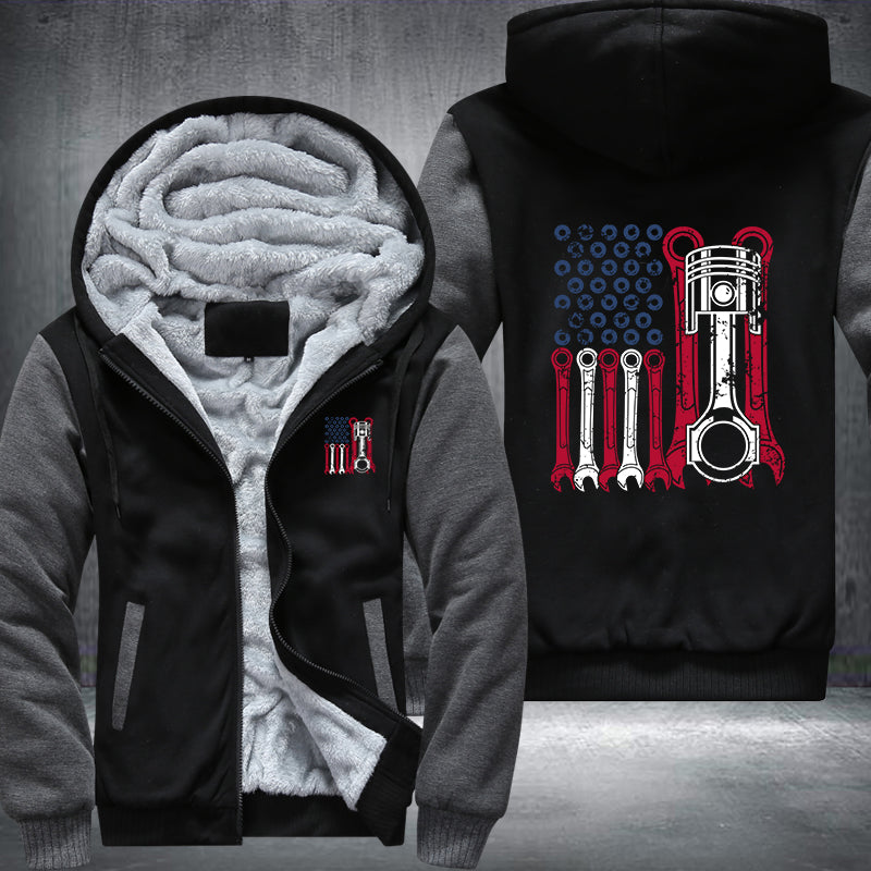 Mechanic American Flag Fleece Hoodies Jacket