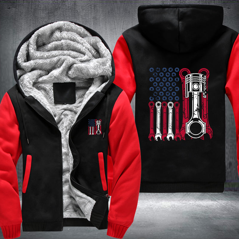 Mechanic American Flag Fleece Hoodies Jacket