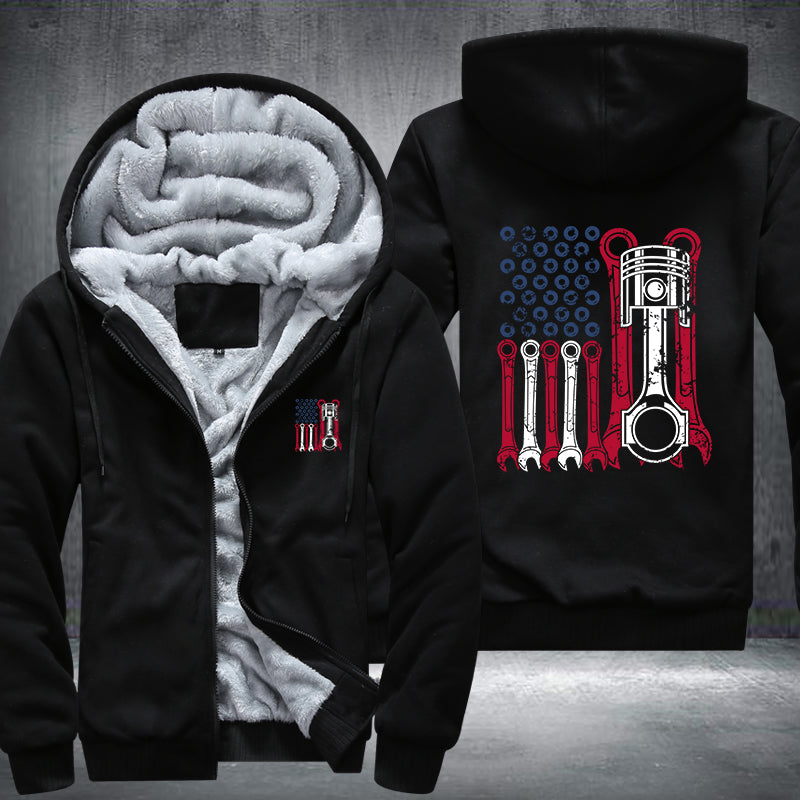 Mechanic American Flag Fleece Hoodies Jacket