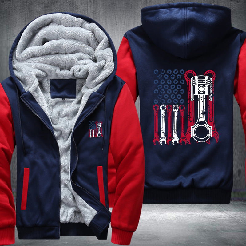 Mechanic American Flag Fleece Hoodies Jacket