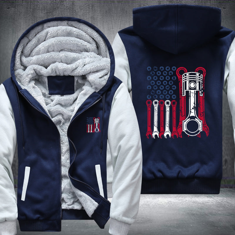 Mechanic American Flag Fleece Hoodies Jacket