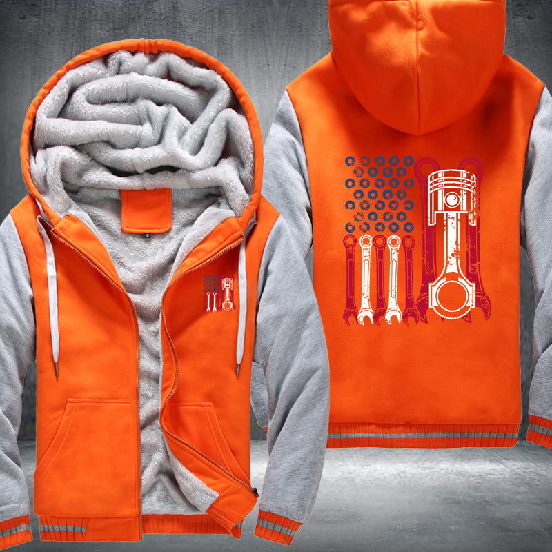 Mechanic American Flag Fleece Hoodies Jacket