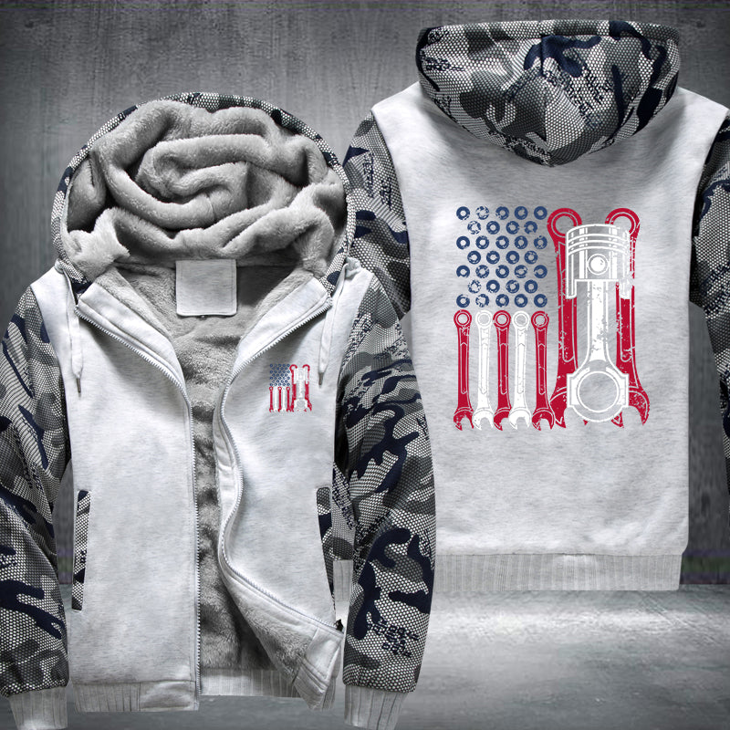 Mechanic American Flag Fleece Hoodies Jacket